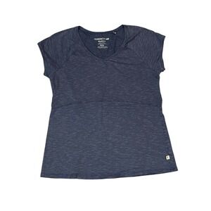 TOAD&CO Women's V Neck Tunic T Shirt Blue Heathered‎ Organic Cotton Blend Medium